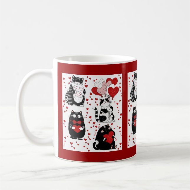 Mug Chat Tuxedo noir et blanc Saint-Valentin  (Gauche)