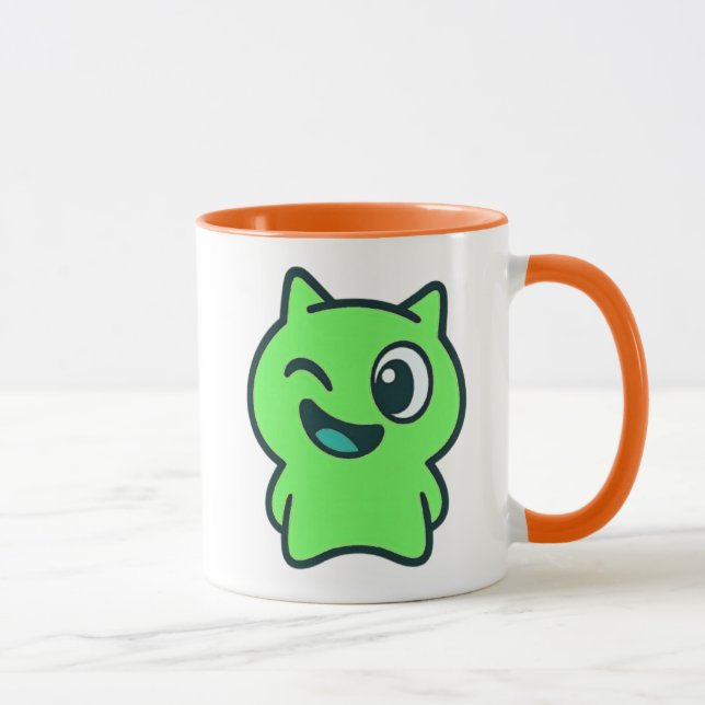 Mug Chat vert clair cartoon fun et rigolo. (Droite)