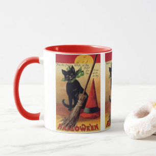 Mug Chat vintage d'Halloween noir, chambre de sorcière
