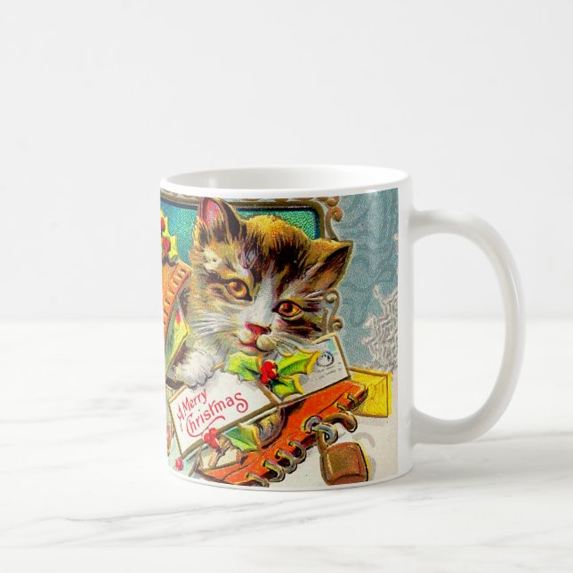Mug Chat Vintage Joyeux Noël (Droite)