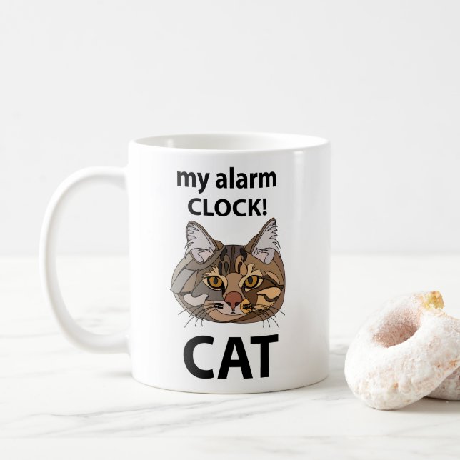 Mug Chat Visage Mon Réveil Tabby Cat (Avec donut)