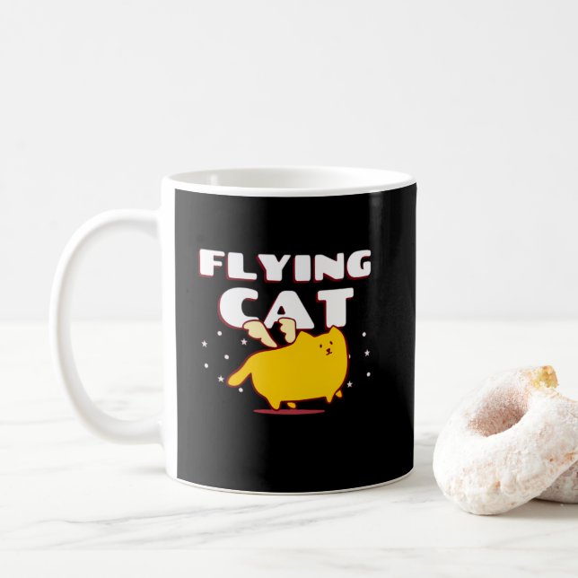 Mug Chat Volant Mignon Kawaii Chat Ailé (Avec donut)