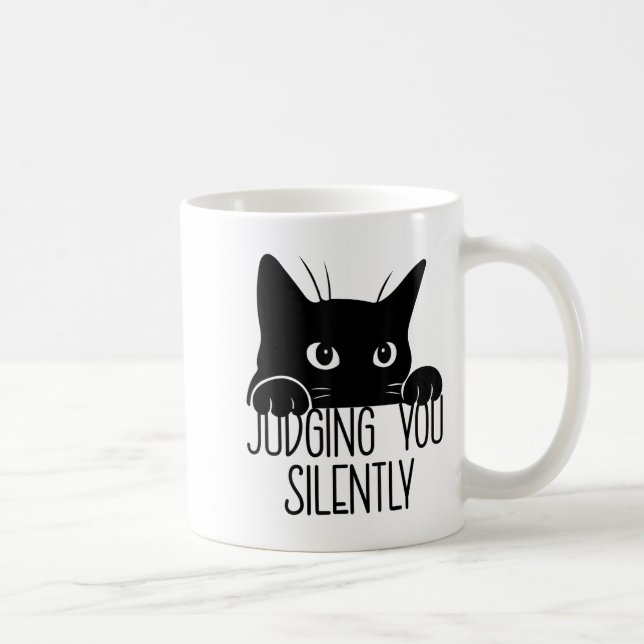 Mug Chat Vous Jugeant Silencieux, Drôle Chat Noir Mama (Droite)