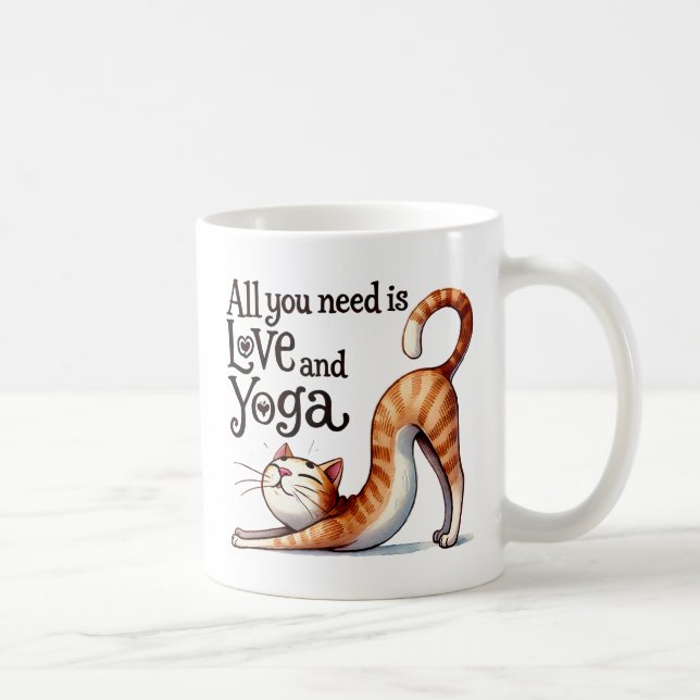 Mug Chat Yoga Pose - Tout ce dont vous avez besoin est (Droite)
