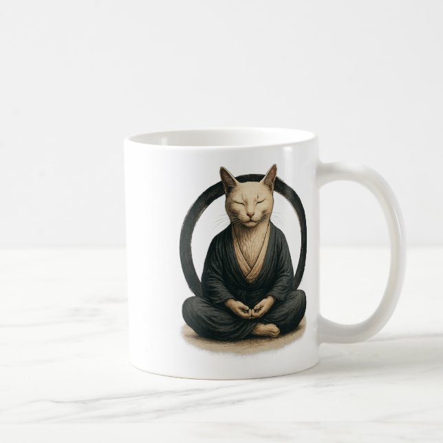 Mug Chat zen en méditation – Art de yoga mindful Enso  (Droite)