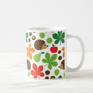 Mug Châtaignes et motif sans couture de hérisson