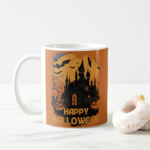 Mug Château d'Halloween sous lumière lunaire