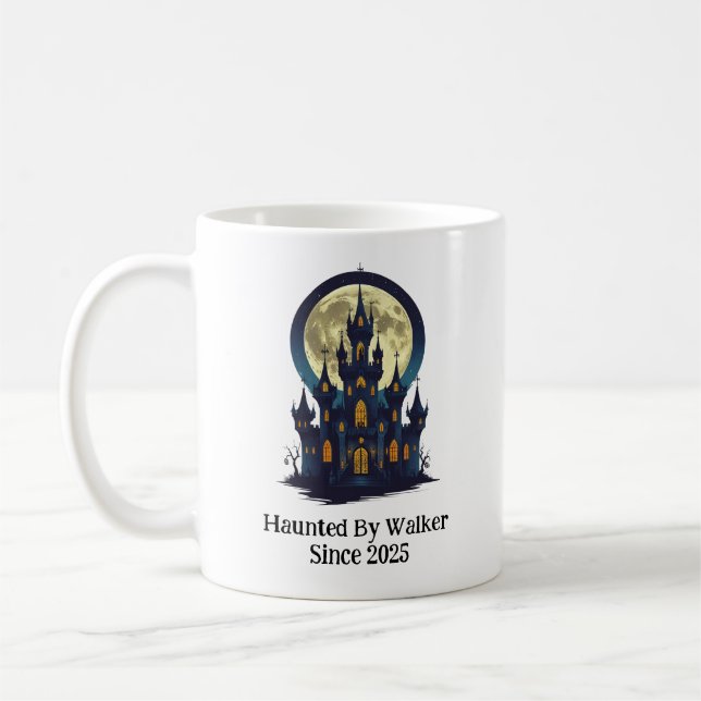 Mug Château Hanté Avec Pleine Lune, Halloween (Gauche)