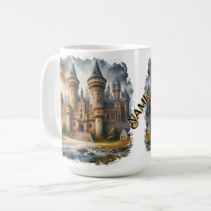 Mug Château médiéval au coucher du soleil avec ciel at
