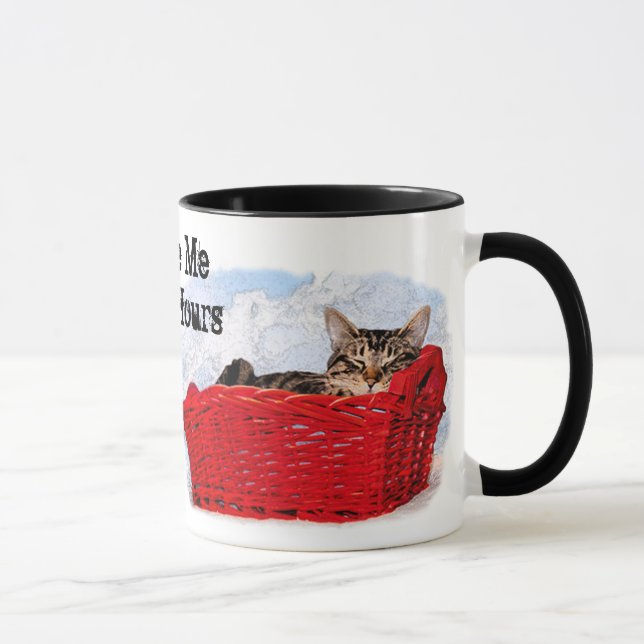 Mug Chaton À Dormir Dans Panier Rouge Lumineux (Droite)