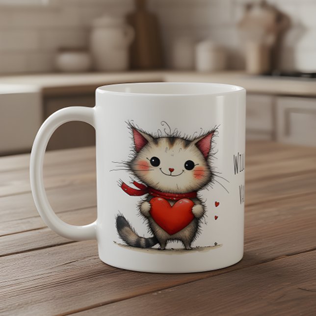 Mug Chaton Adorable Seras-Tu Mon Valentin ? (Créateur téléchargé)