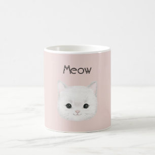 Mug Chaton Blanc Visage de Chat Miaou