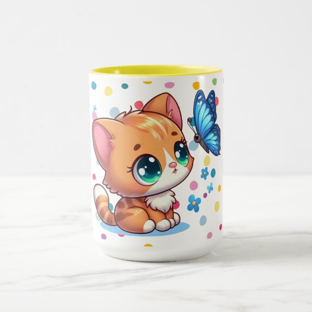 Mug Chaton/chat mignon & papillon  (Centre)