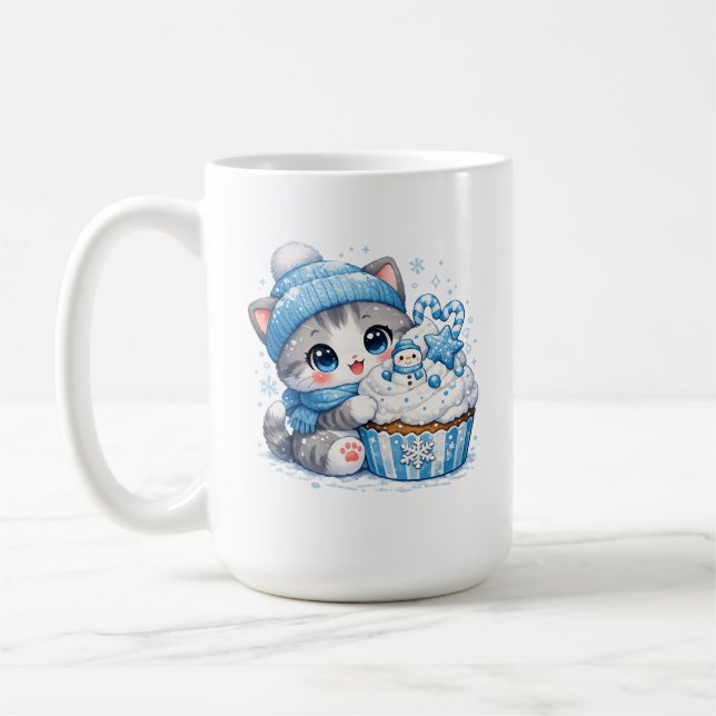 Mug Chaton Cupcake d'Hiver – Douce Chatte Dessertenneu (Gauche)