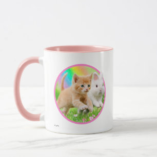 Mug Chaton et lapin avec l'arc-en-ciel