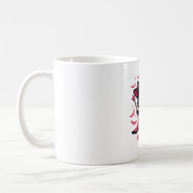 Mug Chaton gothique en rose - doux, mais ensorcelé Ove (Gauche)