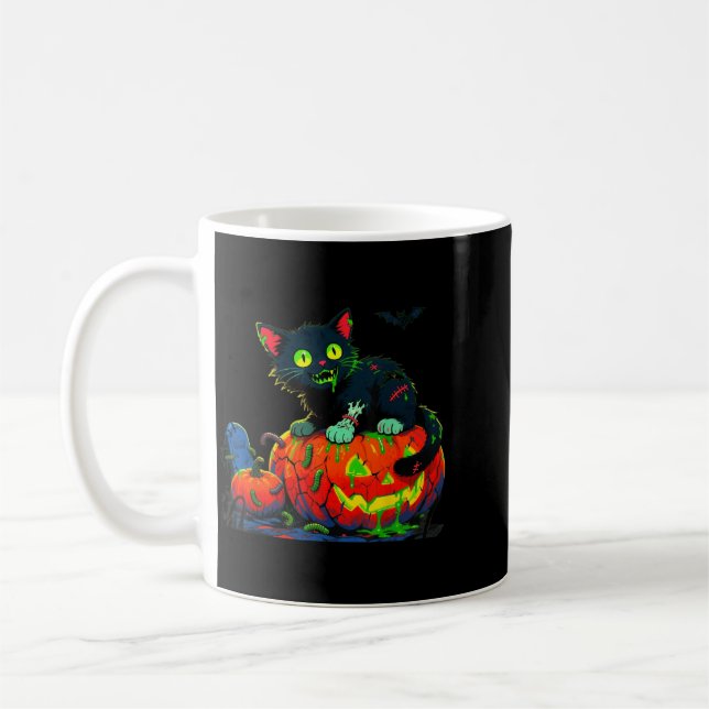 Mug Chaton Halloween Citrouille Chat Noir (Gauche)