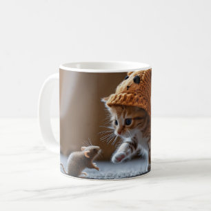Mug Chaton jouant avec une petite souris
