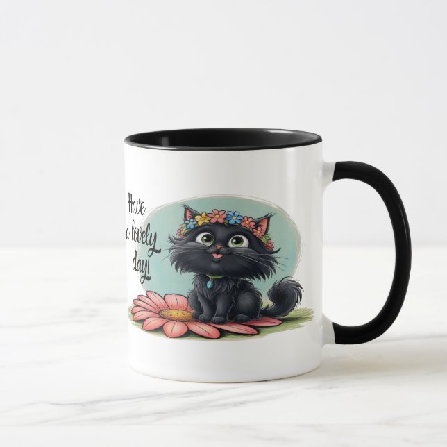 Mug Chaton joyeux sur une fleur - Souriez avec nous ! (Droite)