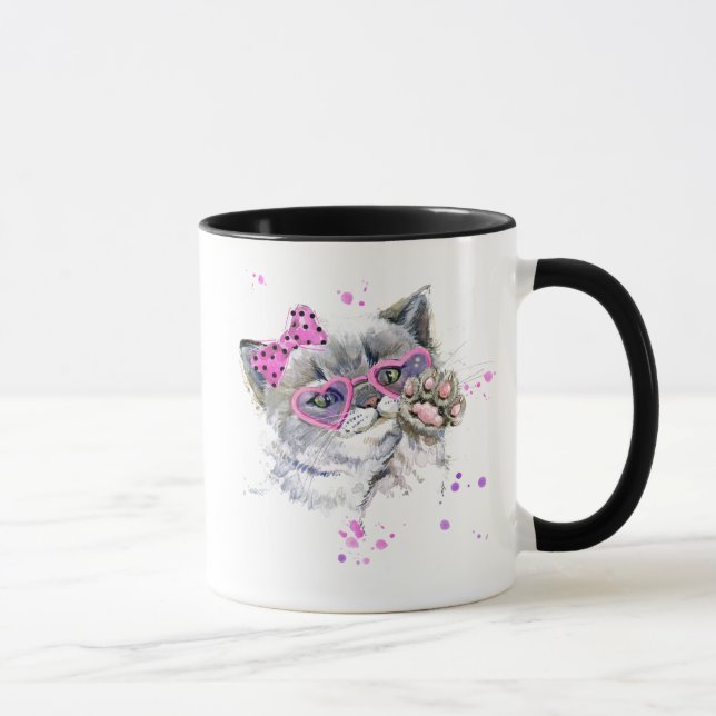 Mug Chaton mignon d'aquarelle (Droite)
