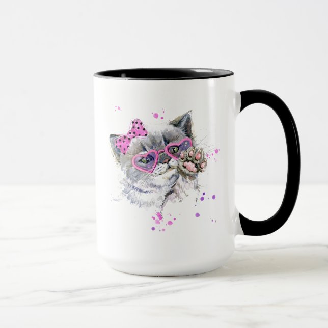 Mug Chaton mignon d'aquarelle (Droite)