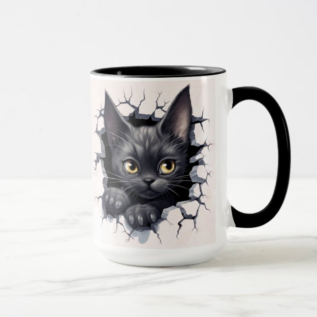 Mug Chaton noir dans un mur (Droite)