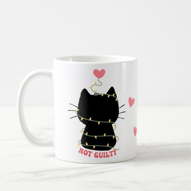 Mug Chaton noir non coupable d'enchevêtrement avec des (Gauche)