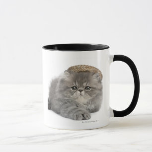 Mug Chaton persan (2 mois) portant une paille