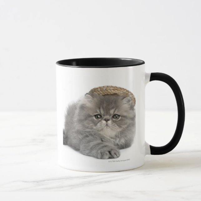 Mug Chaton persan (2 mois) portant une paille (Droite)