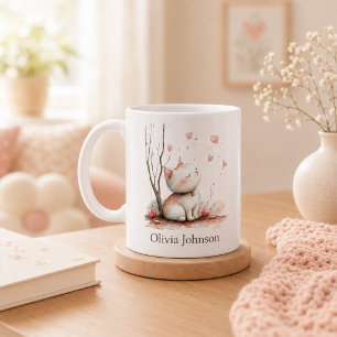 Mug Chaton Personnalisé avec des Cœurs