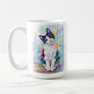 Mug Chaton Smoking Tuxedo Multicolore Aquarelle Pos
