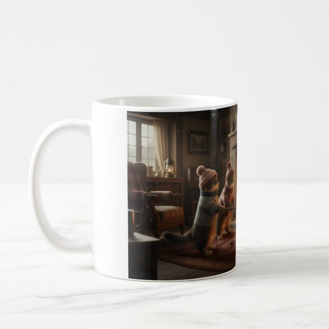 Mug Chatons de Noël Faisant Rôtir des Châtaignes (Gauche)