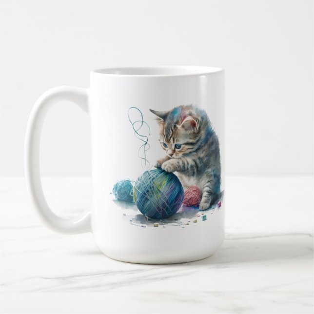 Mug Chatons Jouer avec une balle de fils (Gauche)