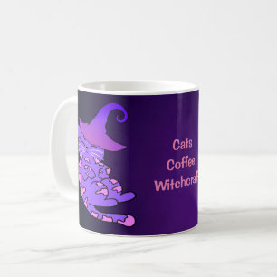 Mug Chatons pourpres avec Casquettes sorciers et étoil