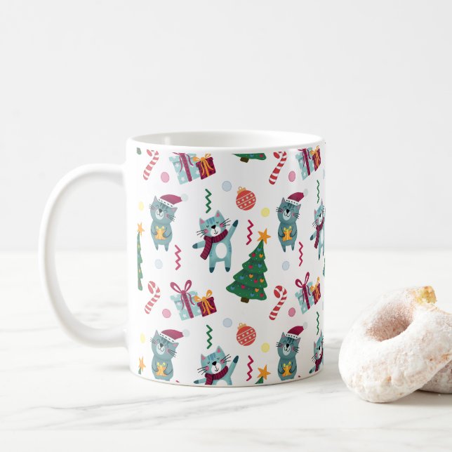 Mug Chats à Noël Motif Fantaisiste (Avec donut)