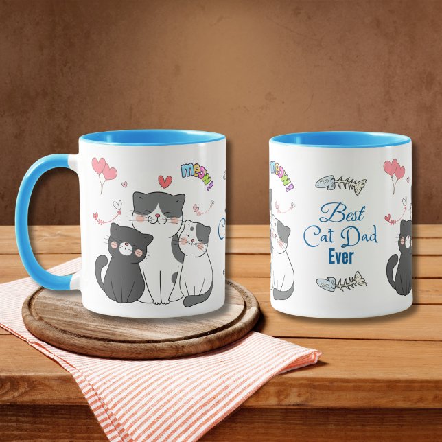 Mug Chats adorables Meow avec Coeurs Meilleur Chat Pap (Créateur téléchargé)
