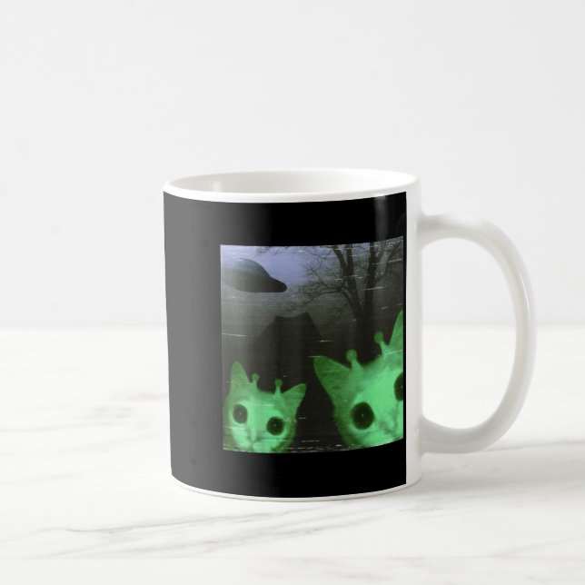 Mug Chats Aliens Ufo Drôle Effrayant Mème De Chat Pour (Droite)