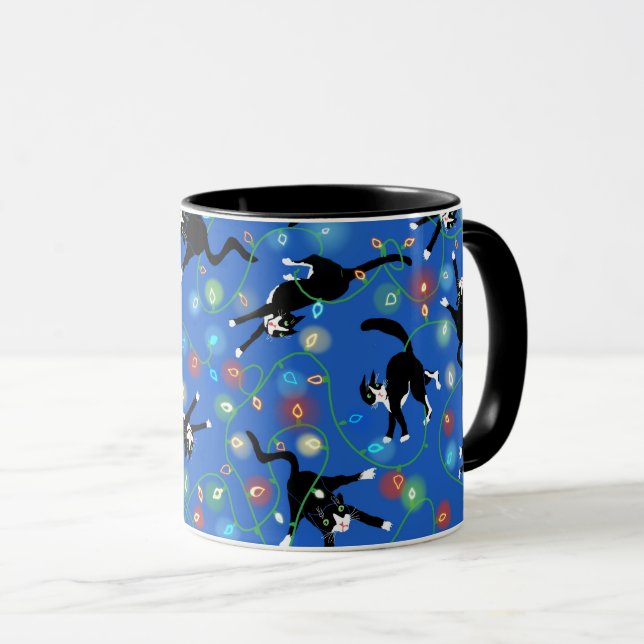 Mug Chats amusants et lumières de Noël (Devant droit)