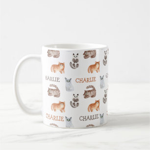 Mug Chats Aquarelle Kitten avec nom Conception neutre
