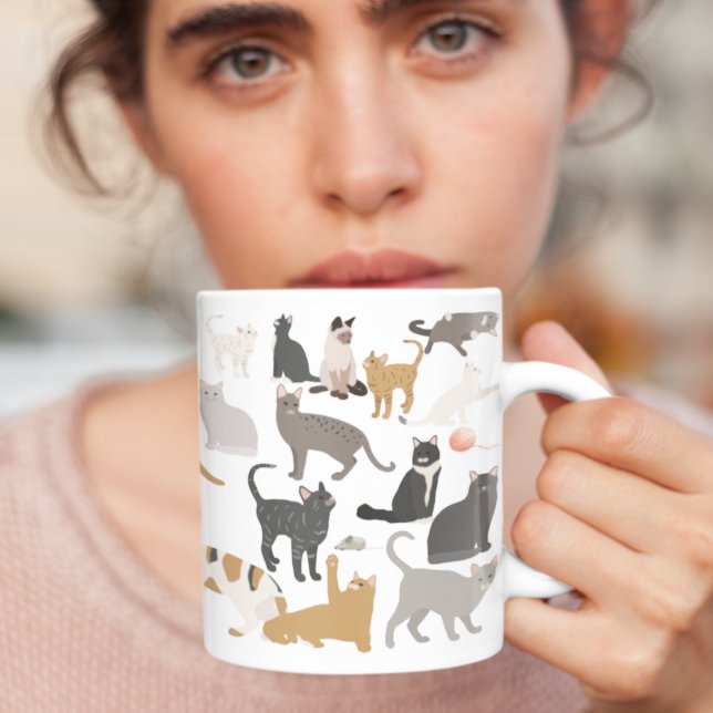 Mug Chats Art Chat maman ou papa Personnalisé Monogram (Créateur téléchargé)