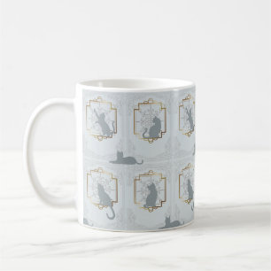Mug Chats Art Déco Élégants - Gris Clair