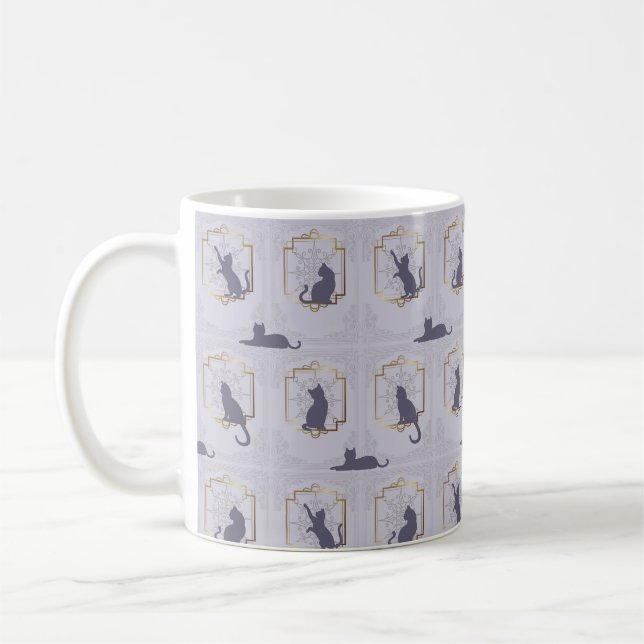 Mug Chats Art Déco Élégants - Lavande (Gauche)