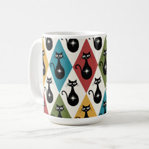 Mug Chats atomiques de milieu de siècle sur des diaman