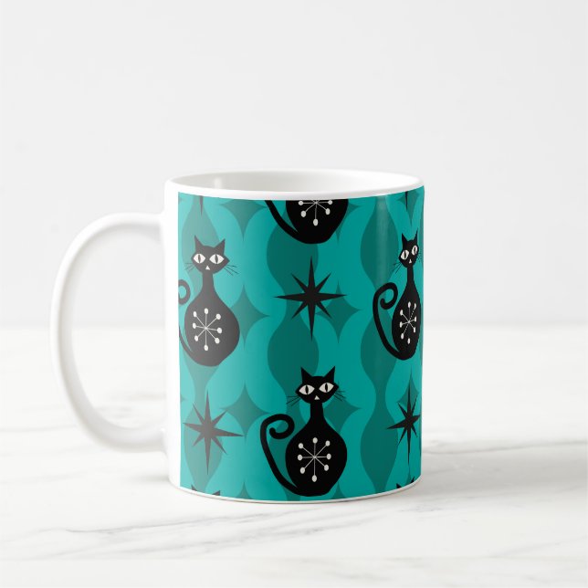 Mug Chats atomiques noirs du milieu du siècle sur Ogee (Gauche)