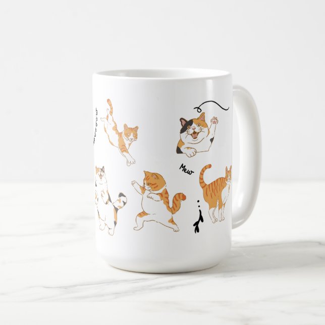 Mug Chats blancs noirs orange joueurs  (Devant droit)