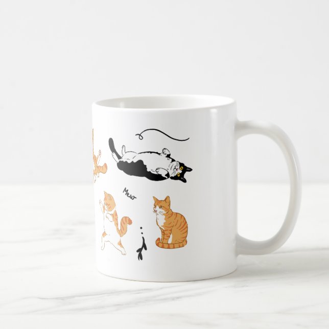 Mug Chats blancs noirs oranges joueuses (Droite)