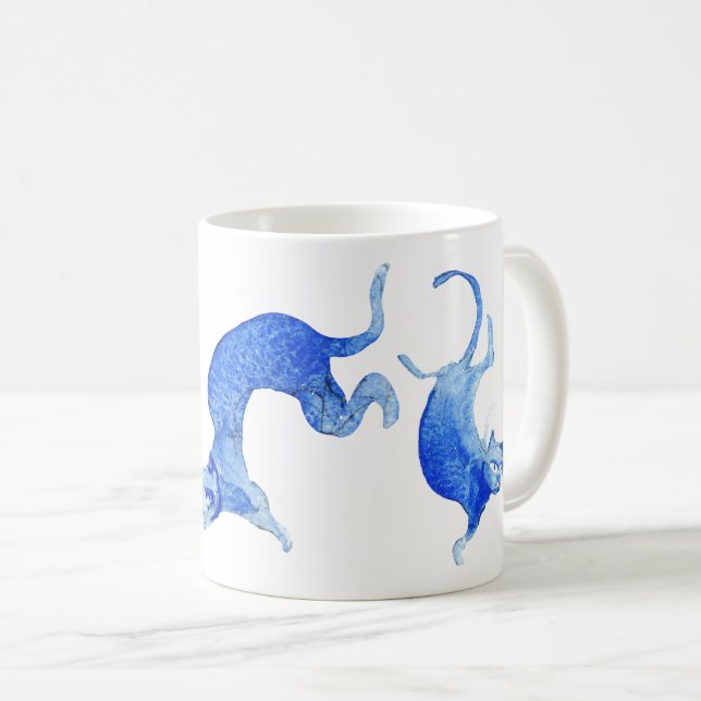 Mug Chats bleus MING - Aquarelle Cosmo (Devant droit)