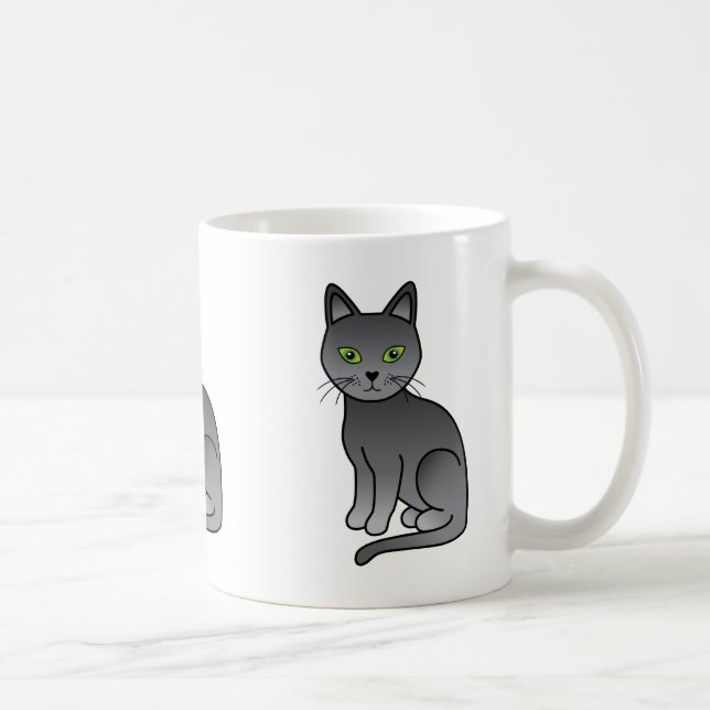 Mug Chats Bleus Russes Illustration de Dessin Animé (Droite)