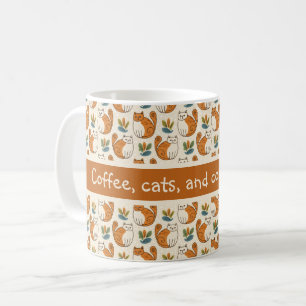 Mug Chats Café et Matins Cosy Style d'Art Naïf