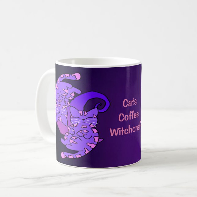 Mug Chats Café Witchcraft Gemini Retro Neon Purple (Devant gauche)